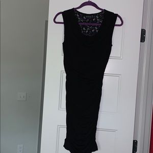 Form cutting black cocktail dress